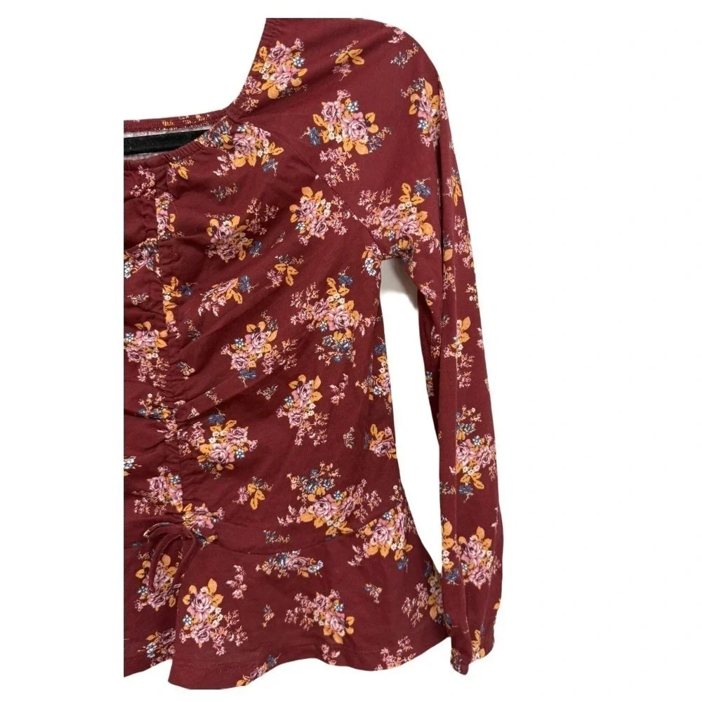 Childrens Place Rustic Brown Floral Blouse Long Sleeve Size Girls 10/12